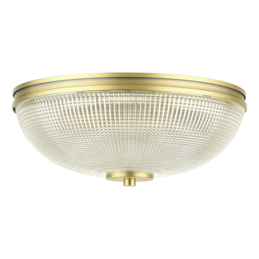 Laura Ashley Langdon 2 Light Bathroom Ceiling Light Matt Antique Brass and Textured Glass IP44 LA3756717-Q