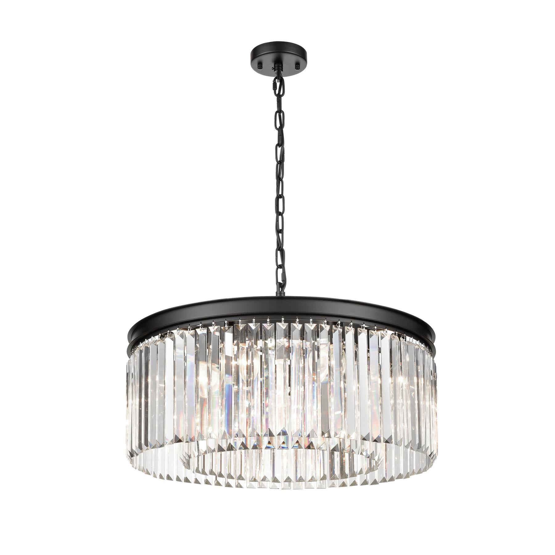 Perdita 8 Light Ceiling Pendant Light In Matt Black With Crystal Glass FL2413-8