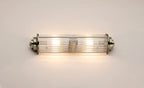 Pillar 2 Light Bathroom Wall Light In Antique Brass And Clear Glass Rods IP44 G9