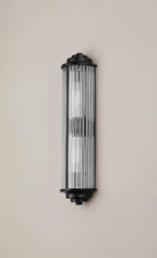Pillar 2 Light Bathroom Wall Light In Satin Black And Clear Glass Rods IP44 G9