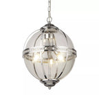 Coronet 3 Light Ceiling Pendant Light In Chrome Finish With Glass Shade 44213-3CC