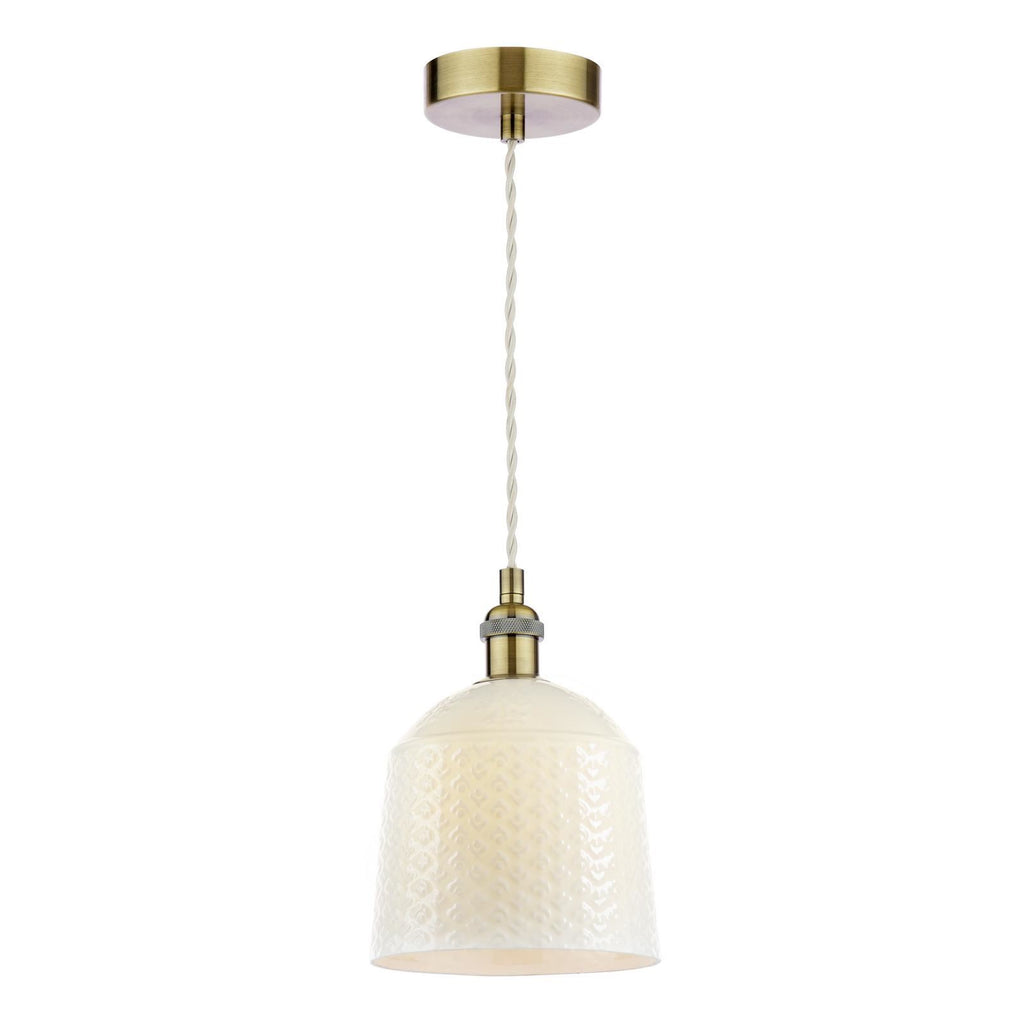 Laura Ashley Porcelain Pendant Cream and Antique Brass LA3756729-Q