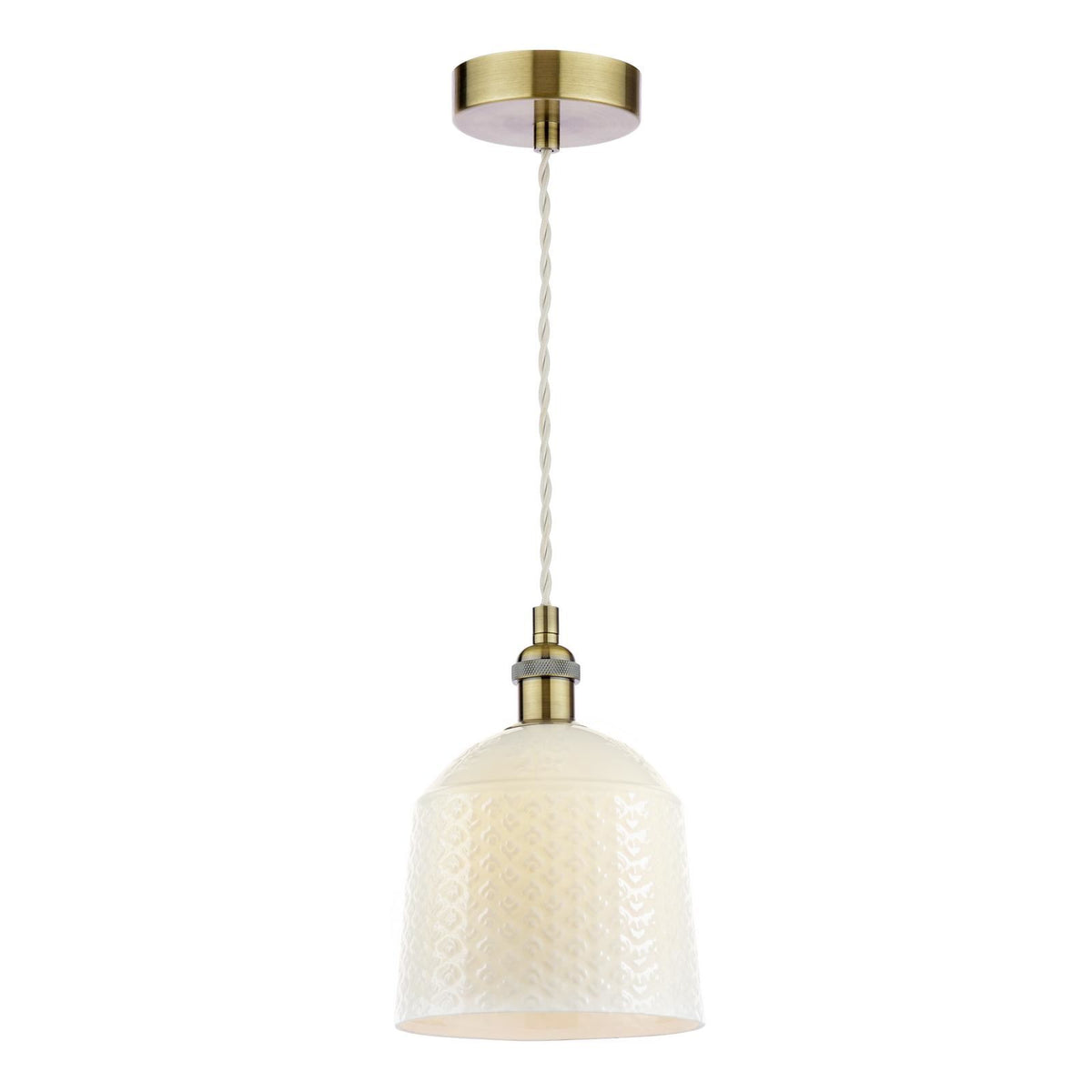 Laura Ashley Porcelain Pendant Cream and Antique Brass LA3756729-Q