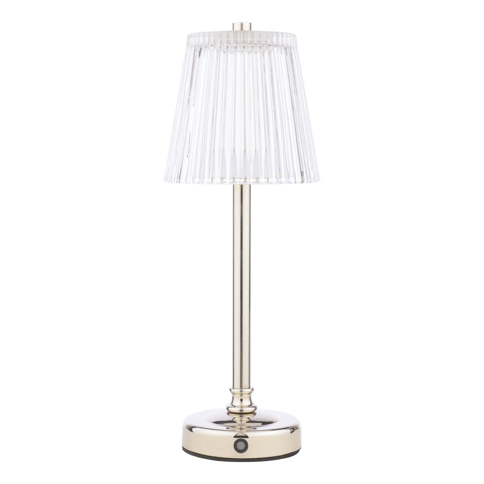 Laura Ashley Callaghan Rechargeable Table Lamp Polished Nickel and Ribbed Glass LED LA3756661-Q