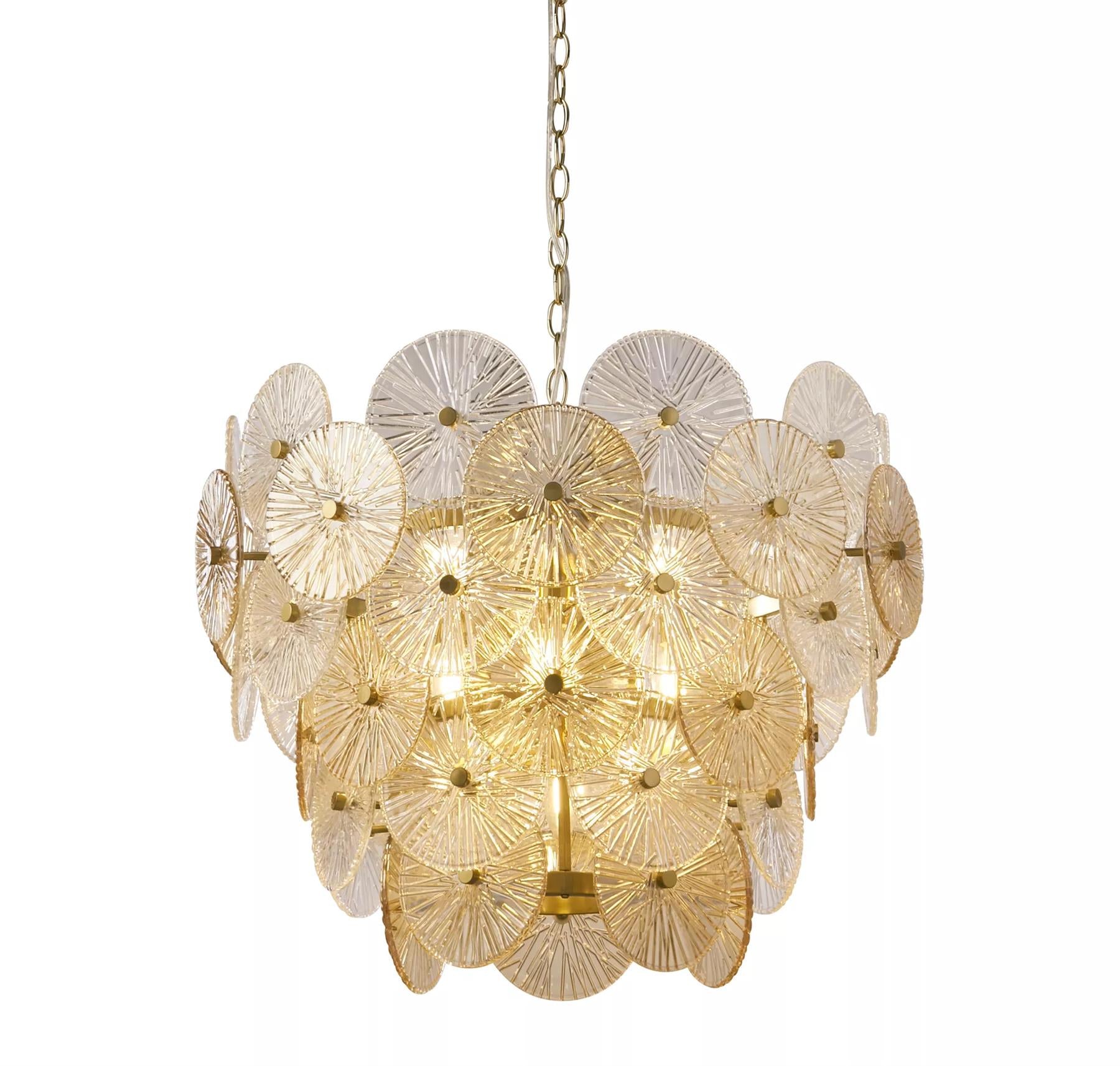 Wagon Wheel 9 Light Ceiling Pendant Light In Bronze Finish With Amber Glass 88210-9BZ