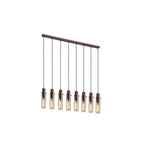 Sweden II 8Lt Ceiling Bar Pendant In Mocha Finish With Amber Glass 88921-8MO