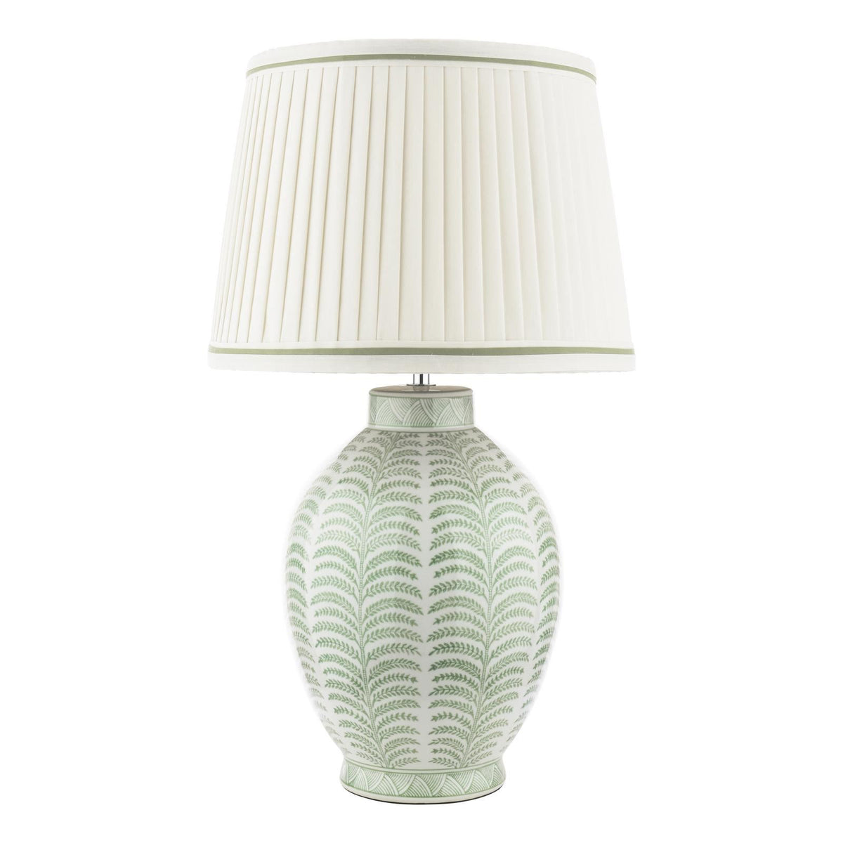 Laura Ashley Stannard Table Lamp Green Ceramic and Polished Chrome With Shade LA3756701-Q