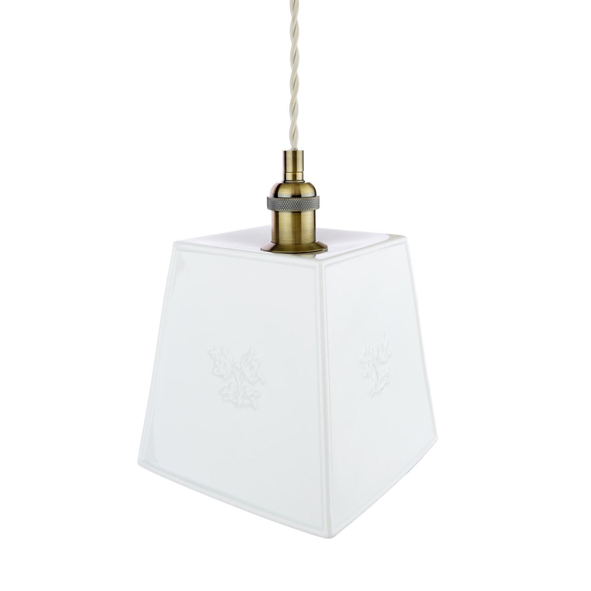Laura Ashley Porcelain Pendant Cream and Antique Brass LA3756731-Q