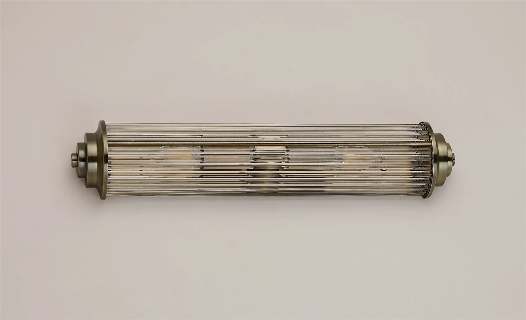 Pillar 2 Light Bathroom Wall Light In Antique Brass And Clear Glass Rods IP44 E14