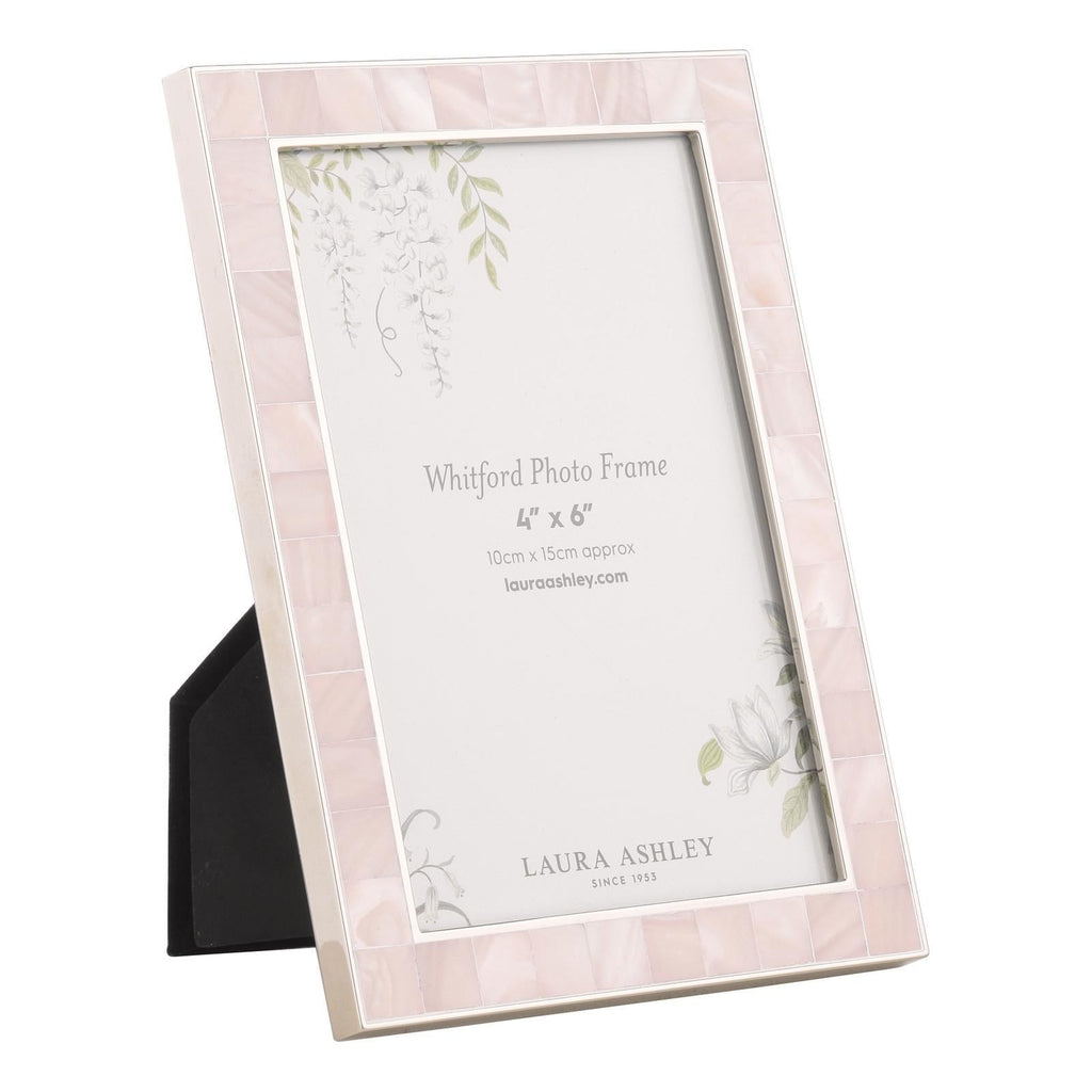 Laura Ashley Whitford Photo Frame Polished Nickel and Pink 4" x 6" LA3756697-Q