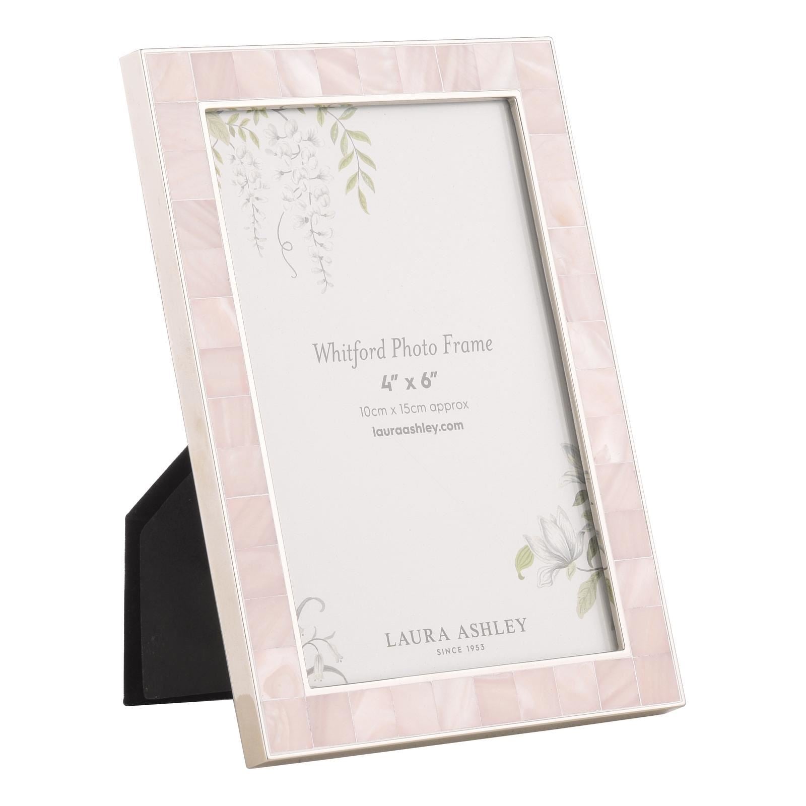 Laura Ashley Whitford Photo Frame Polished Nickel and Pink 4" x 6" LA3756697-Q