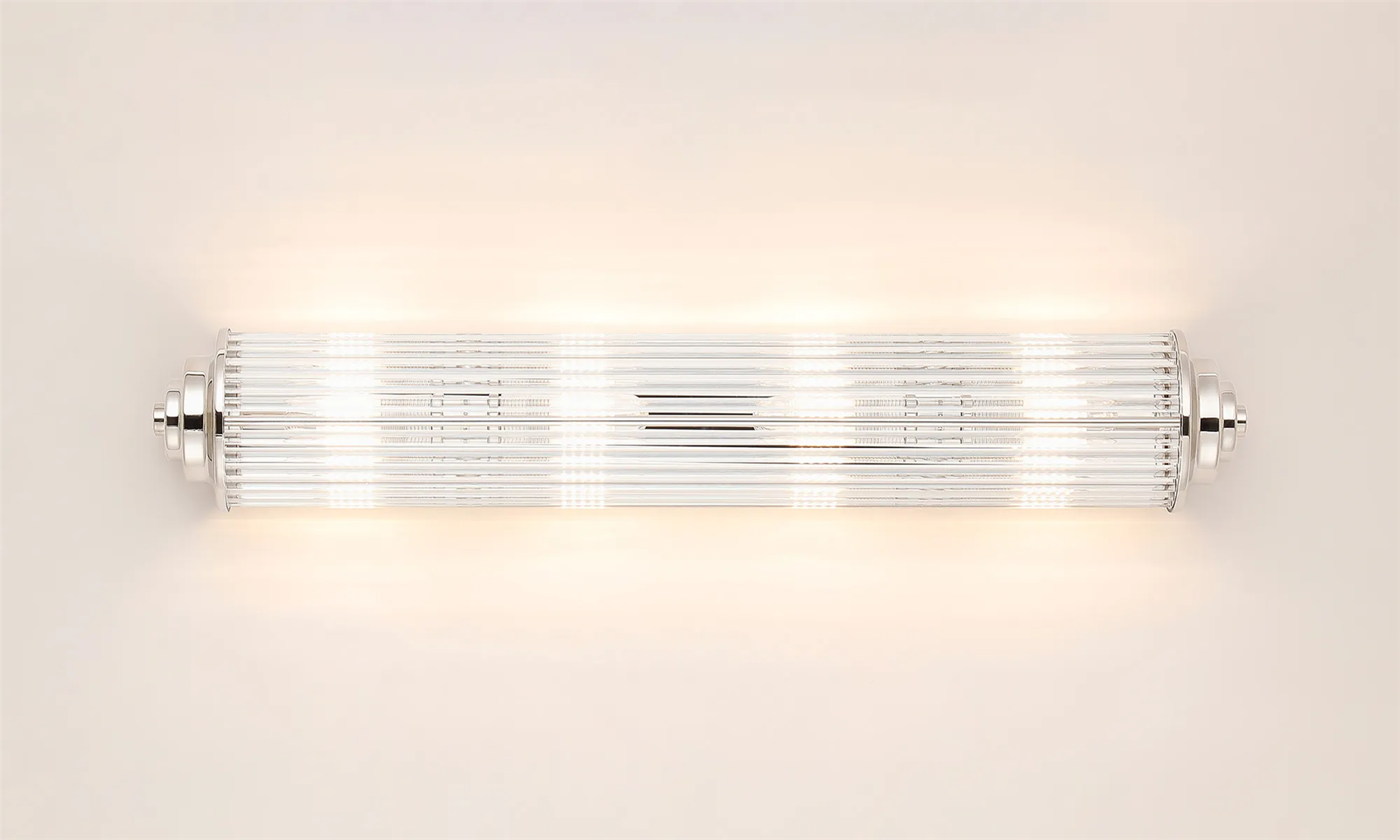 Pillar 4 Light Bathroom Wall Light In Polished Nickel And Clear Glass Rods IP44 G9