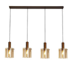 Sweden 4 Light Ceiling Bar Pendant Light In Mocha With Amber Glass 88910-4MO