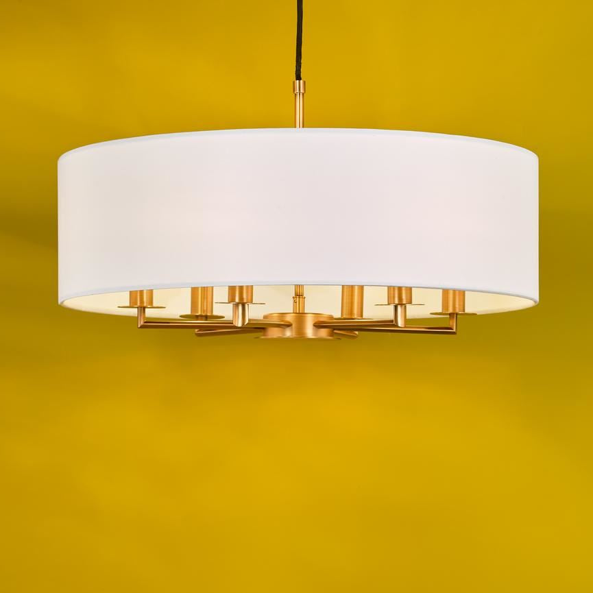 Tyler 6 Light Ceiling Pendant Antique Bronze and White With Shade TYL6463
