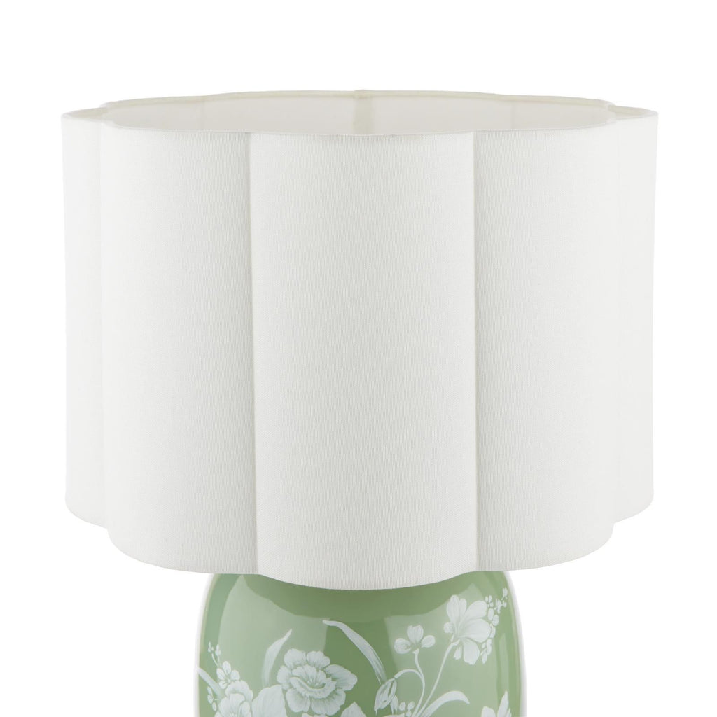 Laura Ashley Pashley Table Lamp Green Ceramic and Polished Chrome With Shade LA3756734-Q