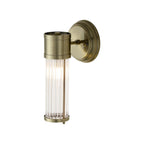 Pillar 1 Light Bathroom Wall Light In Antique Brass And Clear Glass Rods IP44 E14