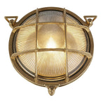 Bulkhead Round OD Light - Solid Brass Metal & Ribbed Glass 30361PB