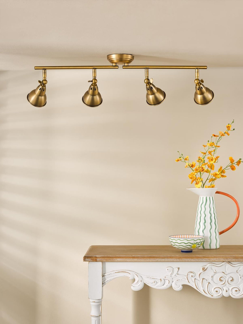 Nathaniel 4 Light Bar Spotlight In Aged Brass Finish NAT8442