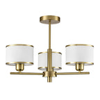Franklite Polaris 3 Light Semi Flush Ceiling Light In Aged Brass With Fabric Shades FL2498-3