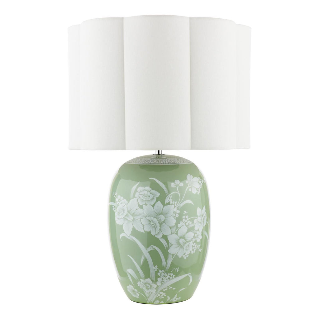 Laura Ashley Pashley Table Lamp Green Ceramic and Polished Chrome With Shade LA3756734-Q