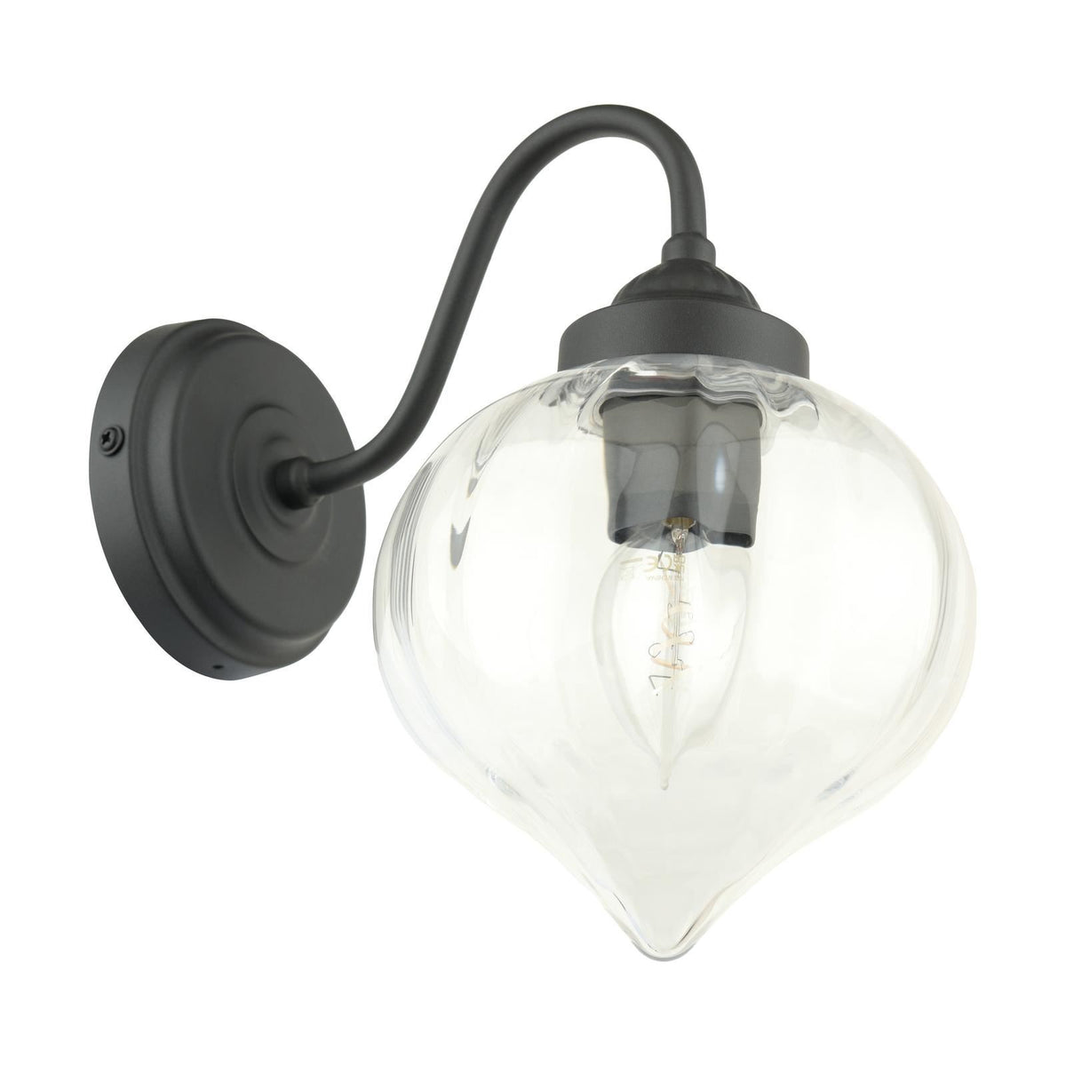 Laura Ashley Whitham Outdoor Wall Light Matt Black and Ribbed Glass IP44 LA3756721-Q