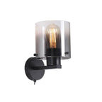 Sweden 1lt Wall Light In Matt Black and Smoked Glass 88912-1BK