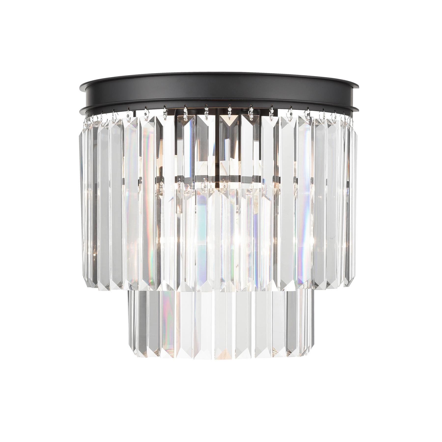 Perdita 3  Light Wall Light In Matt Black With Crystal Glass FL2413-3
