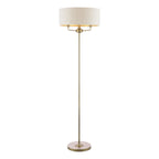 Laura Ashley Sorrento 3 Light Floor Lamp Matt Antique Brass With Natural Shade LA3756755-Q
