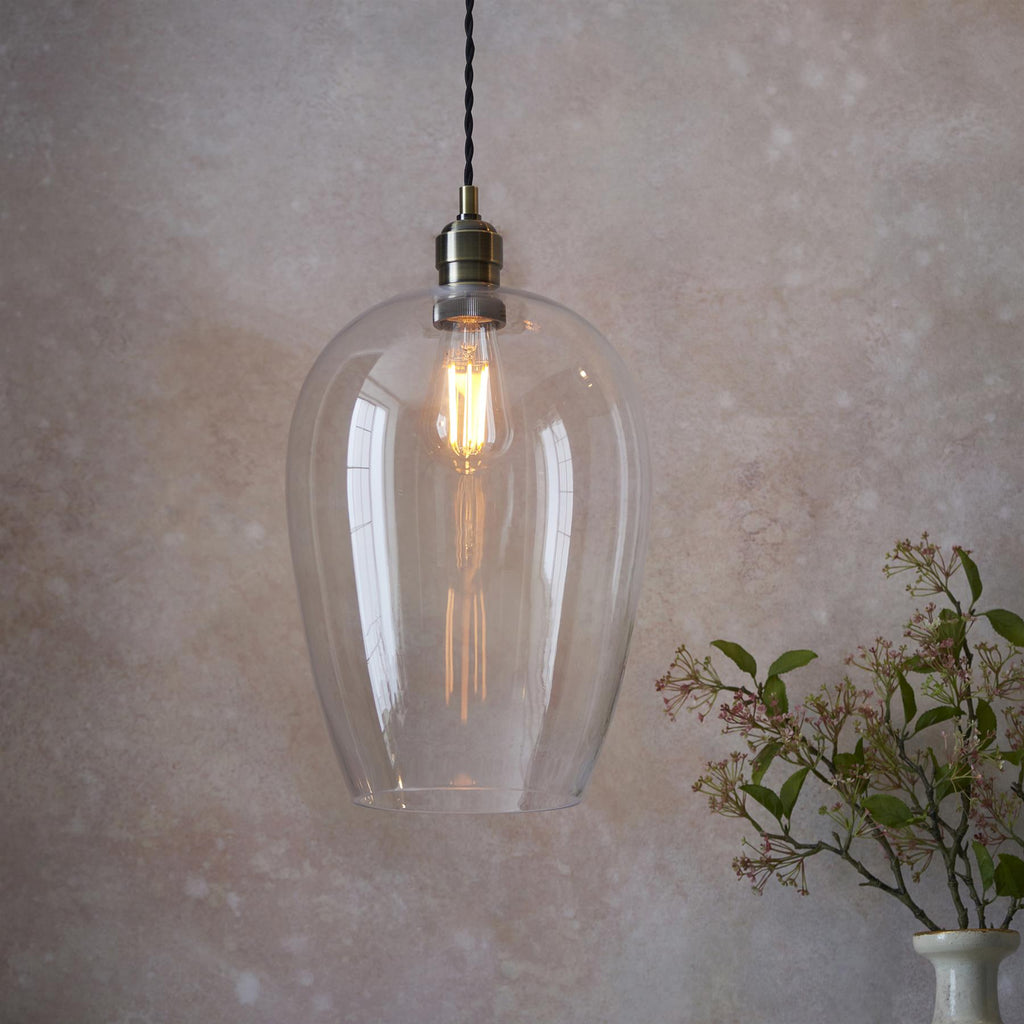 Camden Large Ceiling Pendnat Light In Antique Brass Finish 100658