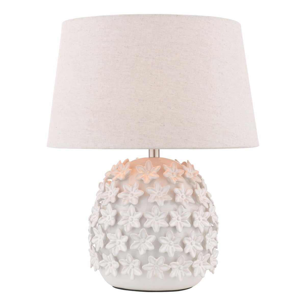 Laura Ashley Ingham Table Lamp White Ceramic and Brushed Silver With Shade LA3756679-Q