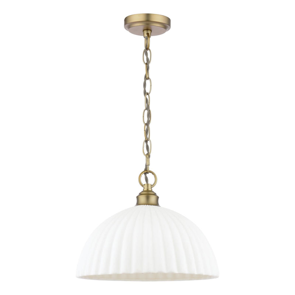 Laura Ashley Durford Large Pendant Matt Antique Brass and White LA3756726-Q
