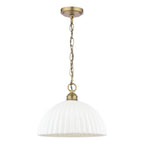 Laura Ashley Durford Large Pendant Matt Antique Brass and White LA3756726-Q