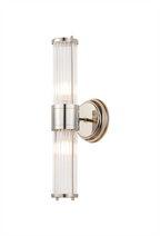 Pillar Up And Down 2 Light Bathroom Wall Light In Polished Nickel And Clear Glass Rods IP44 E14
