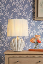 Laura Ashley Shell Table Lamp White Ceramic and Satin Chrome With Shade LA3756702-Q