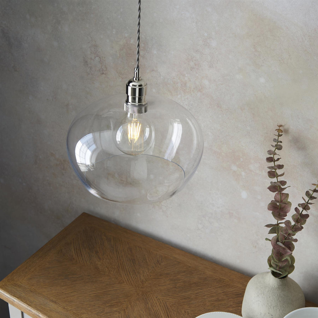 Camden Medium Shallow Ceiling Pendnat Light In Bright Nickel Finish 102677