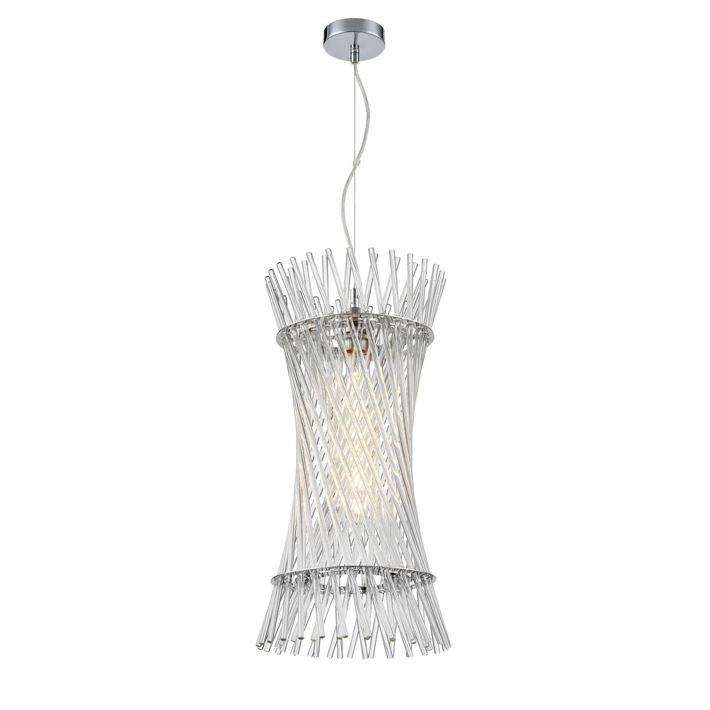 Franklite Ethereal Single Ceiling Pendant With Angled Glass Rods In Chrome Finish PCH477