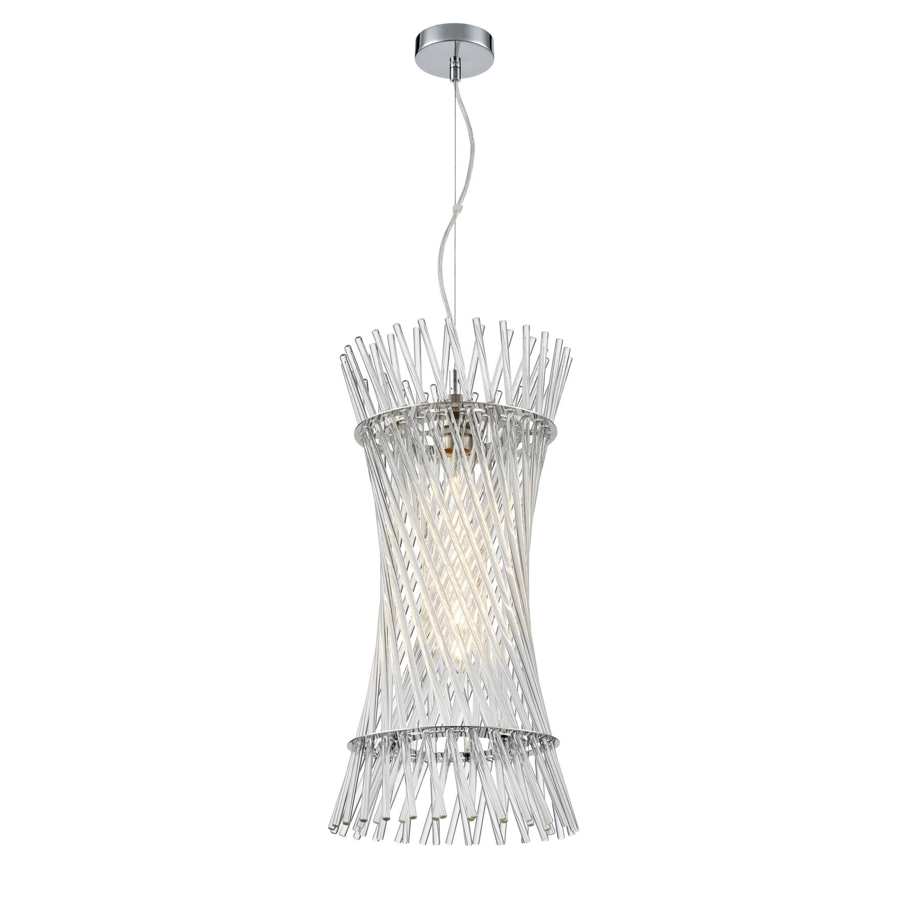 Franklite Ethereal Single Ceiling Pendant With Angled Glass Rods In Chrome Finish PCH477