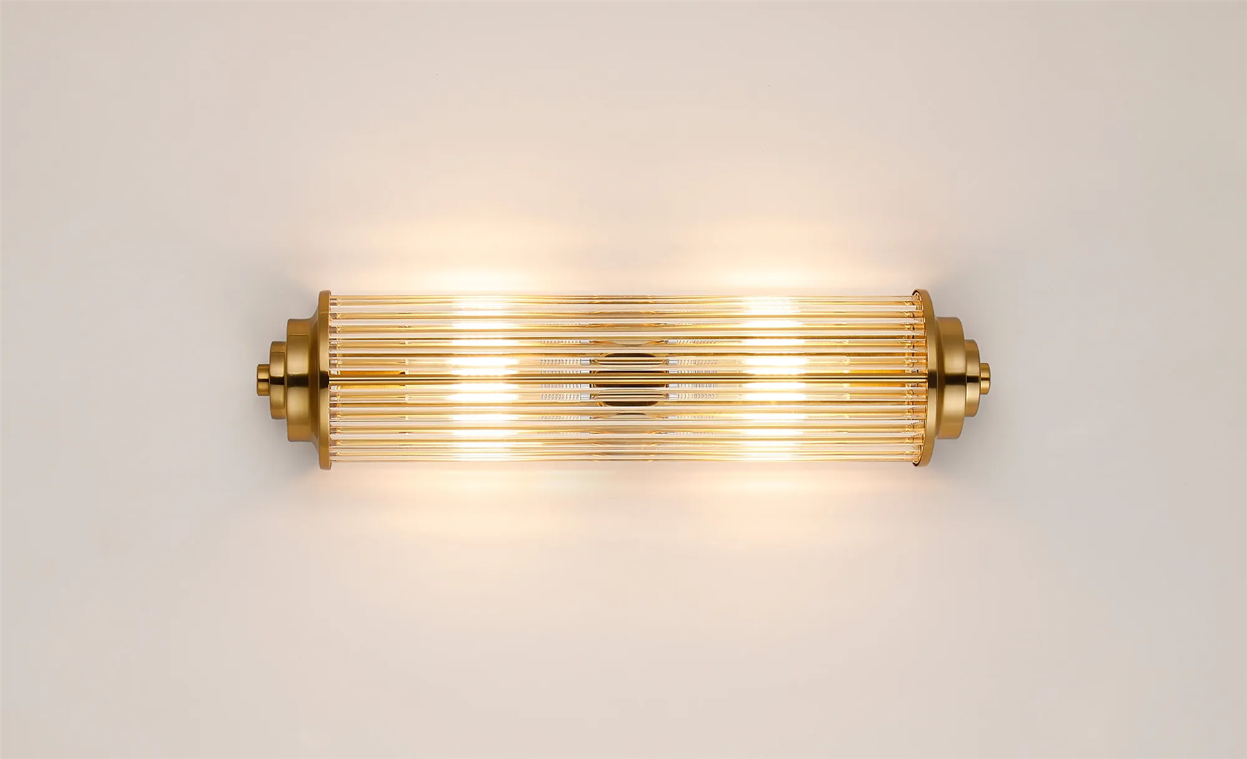Pillar 2 Light Bathroom Wall Light In Gold And Clear Glass Rods IP44 G9