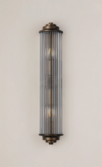 Pillar 2 Light Bathroom Wall Light In Bronze And Clear Glass Rods IP44 E14