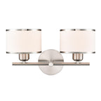 Franklite Polaris 2 Light Wall Light In Satin Nickel With Fabric Shades FL2497-2