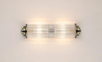 Pillar 2 Light Bathroom Wall Light In Antique Brass And Clear Glass Rods IP44 G9