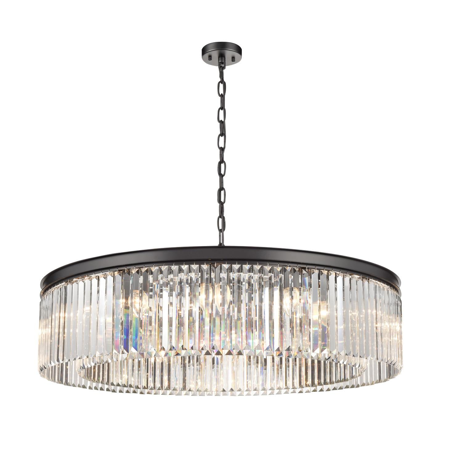 Franklite Perdita 12 Light Ceiling Pendant Light In Matt Black Finish FL2413-12