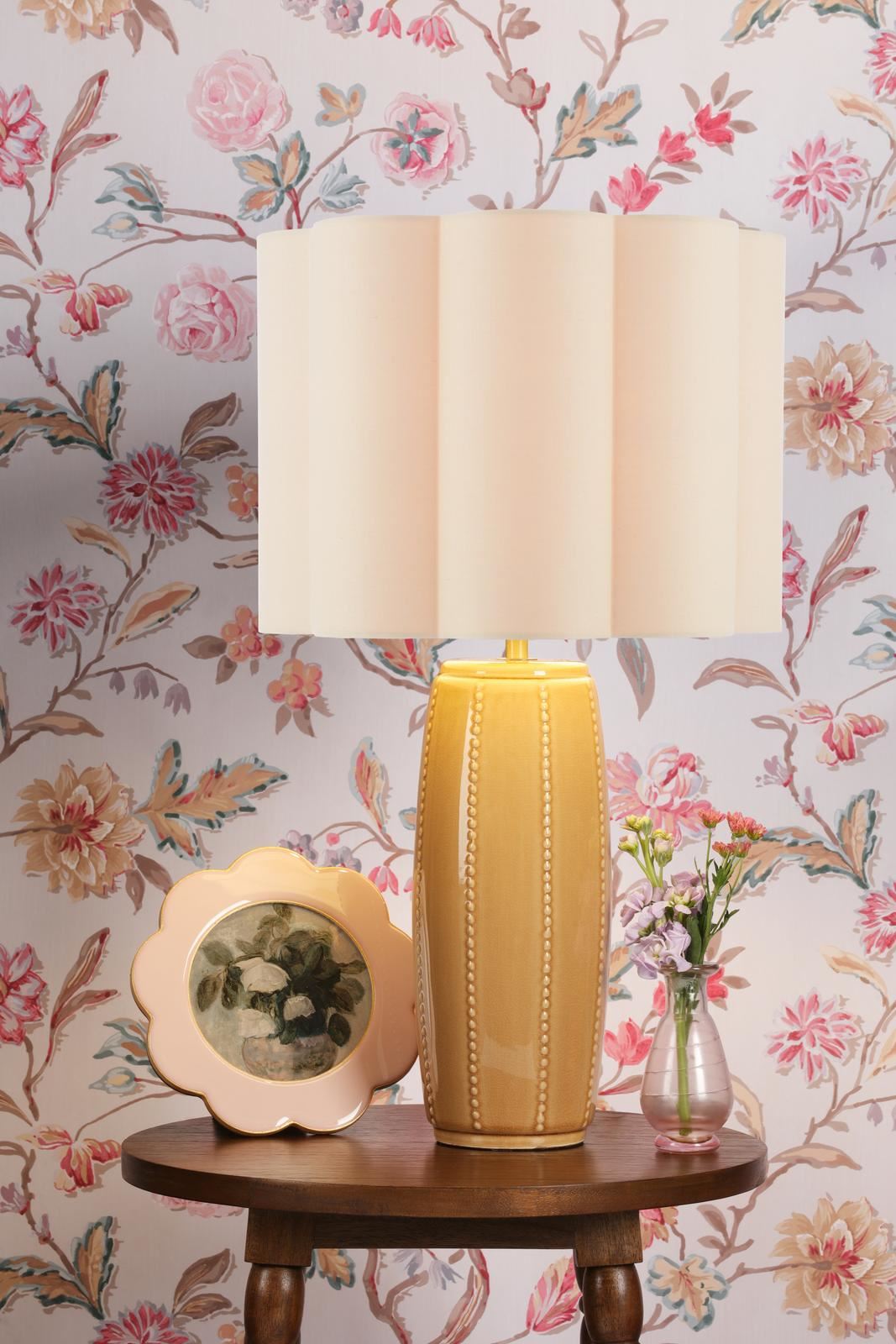 Laura Ashley Littleton Table Lamp Yellow Ceramic and Antique Brass With Shade LA3756705-Q