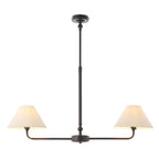 Lille 2 Light Linear Ceiling Pendant Light In Matt Black With Natural Linen Shades 117834