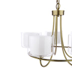 Laura Ashley Southwell 5 Light Armed Pendant Antique Brass and Opal Glass LA3756672-Q