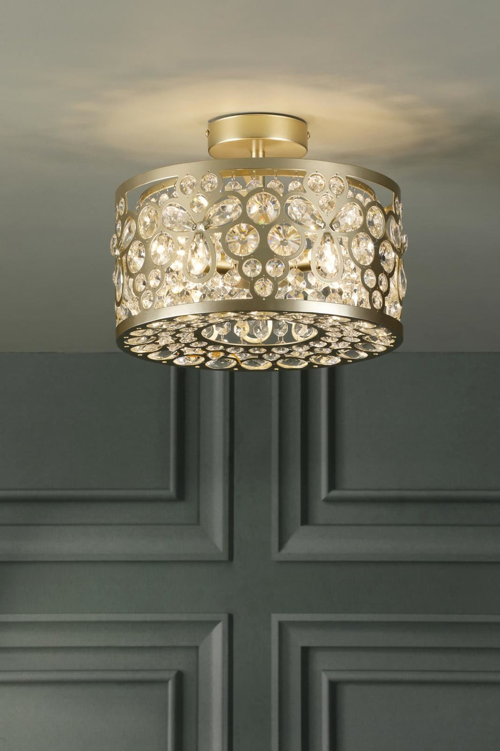 Laura Ashley Tilbrook 3 Light Flush Matt Champagne and Crystal LA3756710-Q