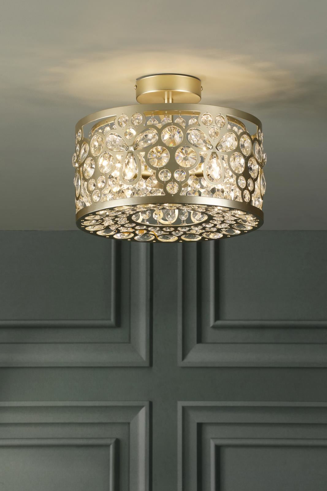 Laura Ashley Tilbrook 3 Light Flush Matt Champagne and Crystal LA3756710-Q