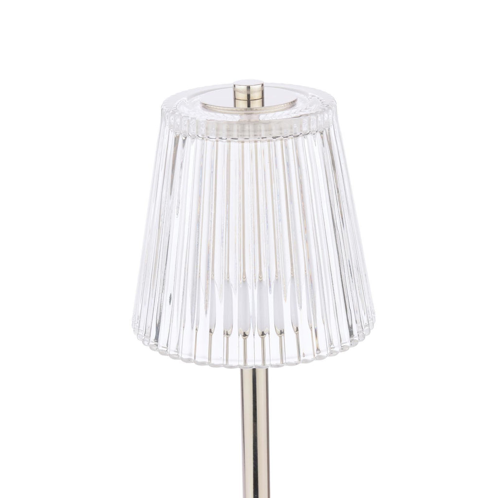 Laura Ashley Callaghan Rechargeable Table Lamp Polished Nickel and Ribbed Glass LED LA3756661-Q