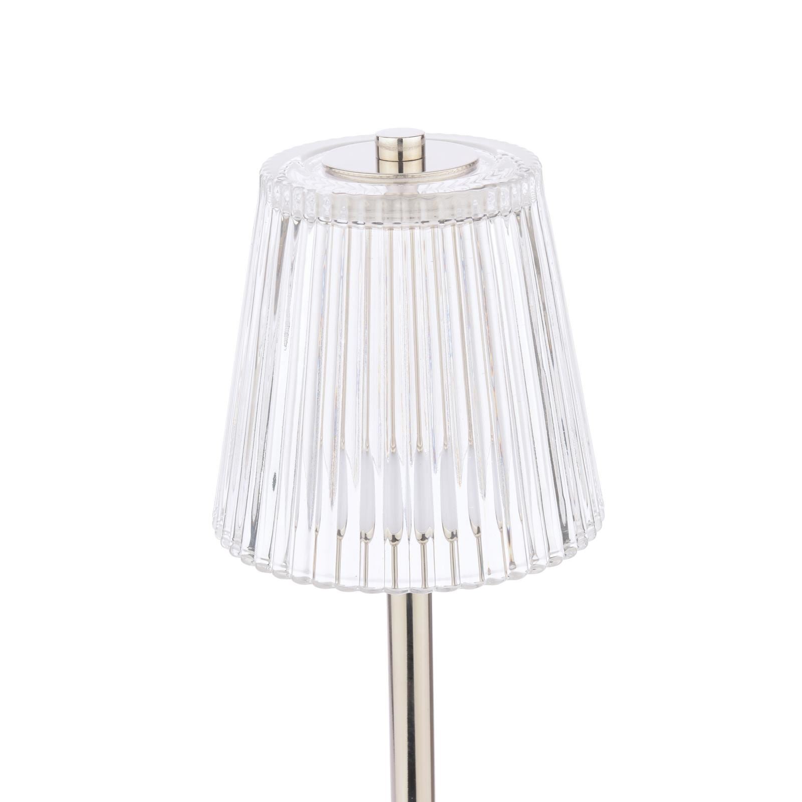 Laura Ashley Callaghan Rechargeable Table Lamp Polished Nickel and Ribbed Glass LED LA3756661-Q