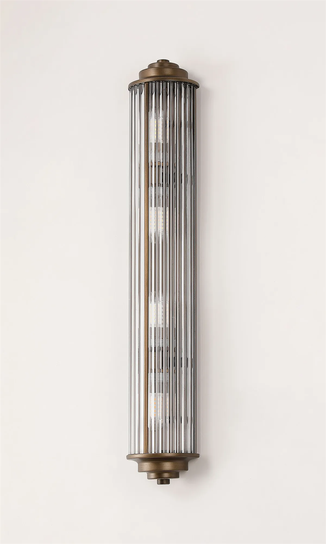 Pillar 4 Light Bathroom Wall Light In Bronze And Clear Glass Rods IP44 G9